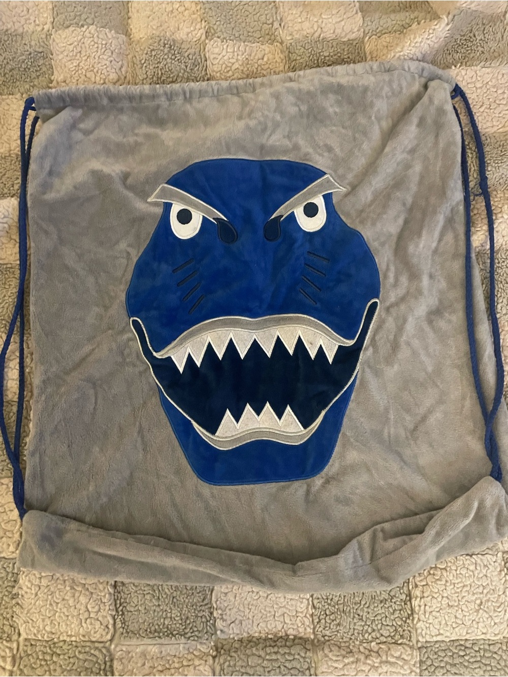 Blue Dino Drawstring Sling Bag